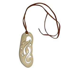Māori Carved Bone Pendant on Leather Cord - Maori